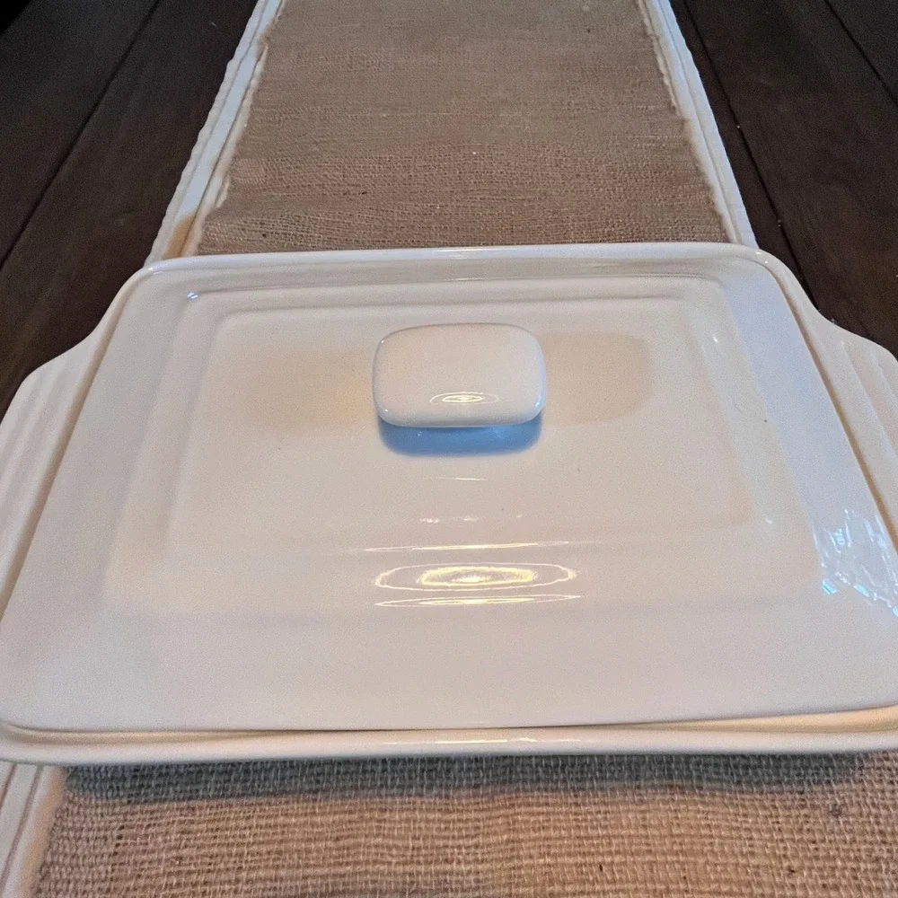 Malacasa Porcelain Casserole Dish with Lid Rectangular Baking Pan White